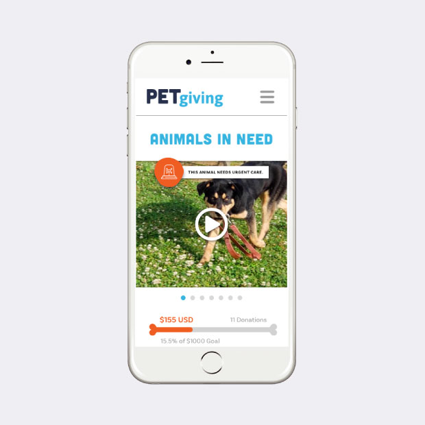 DesignGood PetGiving website on mobile