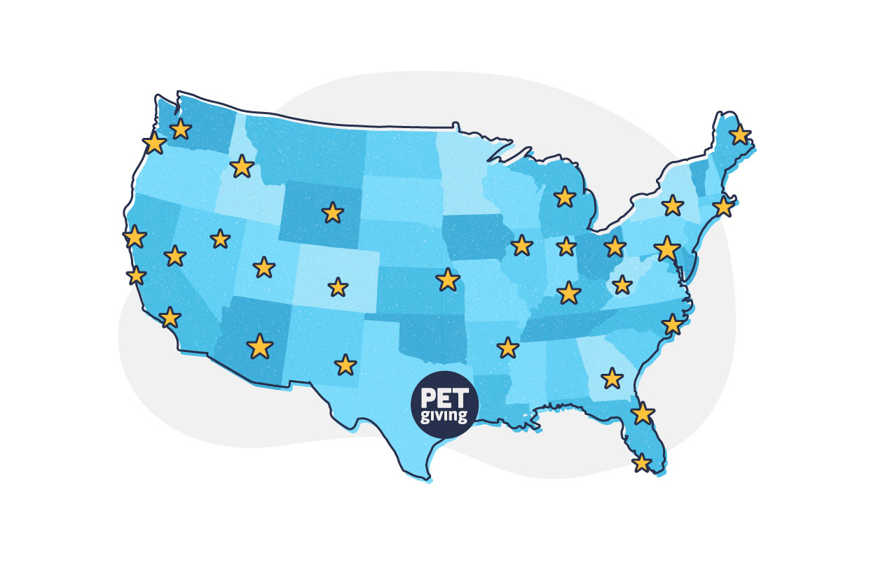 DesignGood PetGiving map of partner locations