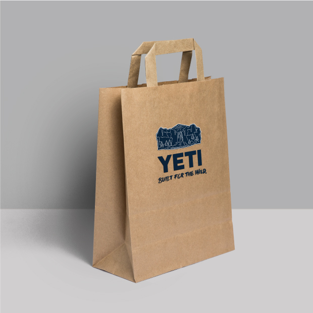 DesignGood point of sale paper bag design for YETI flagship in Austin, TX