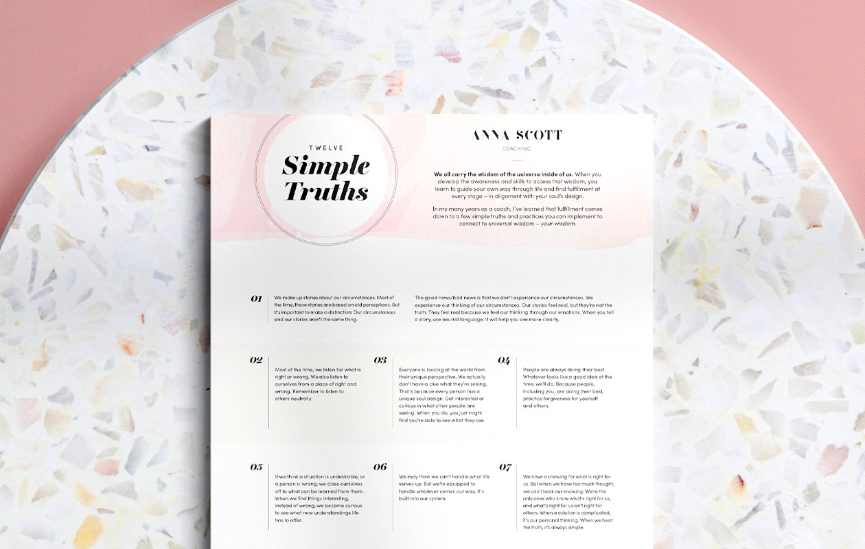 Mockup of Twelve Simple Truths PDF 